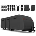 thumbnail image 1 of Unique Bargains 1 Set Waterproof RV Travel Trailer Cover Fits 18'-20' with Extra Windproof Ropes and Gutter Covers Black, 1 of 7