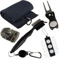 thumbnail image 1 of Golf Accessories Gift Set - Golf Towel, Golf Club Brush with Groove Cleaner, Foldable Divot Repair Tool with Ball Marker, Golf Ball Marker and Golf Tee Holder - Golf Club Cleaning Kit, 1 of 8