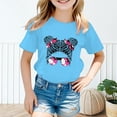 thumbnail image 2 of LUOGENLI T-Shirt pour Filles Enfant Filles Mignon Imprimé Graphique Col Rond Manche Courte Tee Été Décontracté Chemise Hauts Chemises pour Filles Longueur Genou Travail Bleu 9-10 Ans, 2 of 5