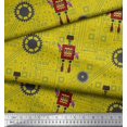 thumbnail image 2 of Soimoi Yellow Rayon Fabric Cartoon Machine & Gear Parts Hardware Fabric Prints By Yard 42 Inch Wide, 2 of 3