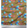 thumbnail image 1 of Soimoi Tissu en Coton Canard Feuilles & Roses Imprimés Floraux au Mètre 42 Pouces de Large, 1 of 3