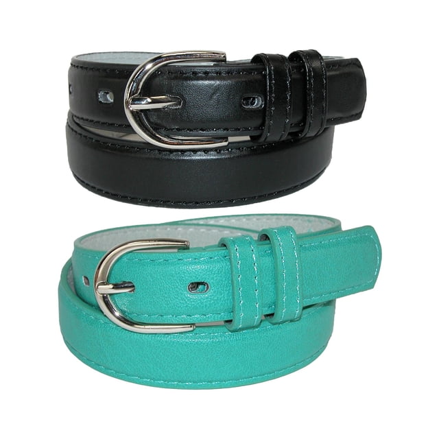 CTM® Ceinture Habillée en Cuir de Base pour Enfant (Lot de 2 Couleurs)