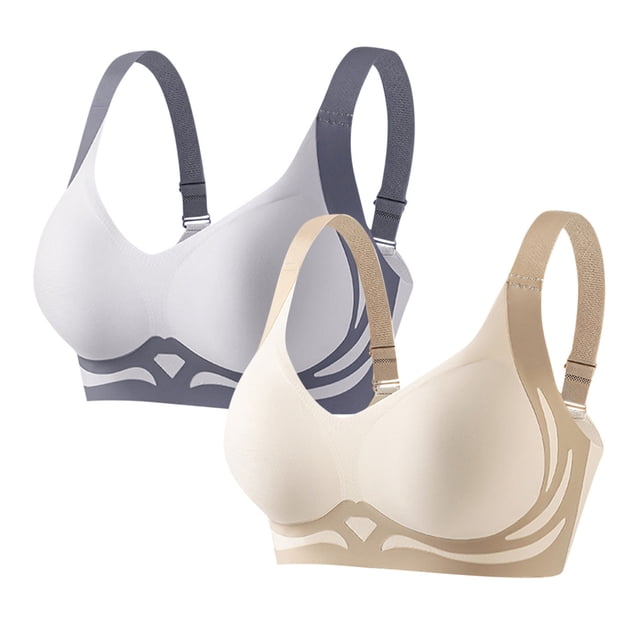 Yuyuzo 2PC Bras for Women Wireless Supportive Seamless Push-Up Bra Color Block Soft Everyday Bras