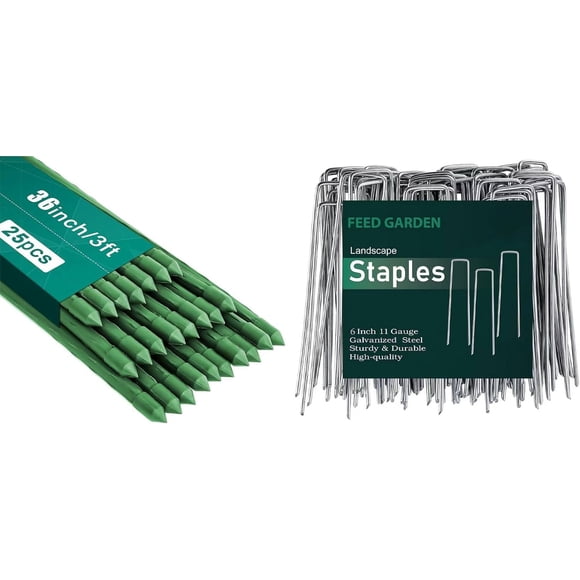 Galvanized Landscape Staples and Garden Stakes 36 Inch 3ft 25 Pack