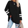 thumbnail image 1 of LUXUR T-shirt pour Femmes à Blocs de Couleur T-shirt à Manches Longues Tee Décontracté Hauts Col Rond Chandail Noir TG, 1 of 3
