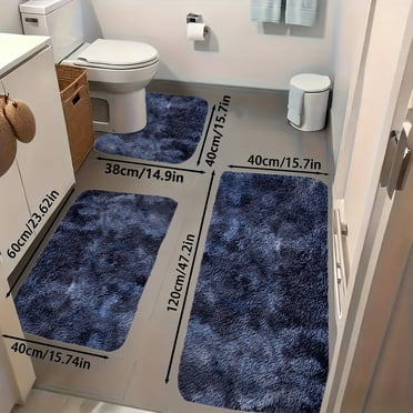 EGNMCR Bathroom Rugs, Mixed Color s 3 Set Large Size Winter Bathroom Rugs For 3 Pcs Toilet Mats Soft Water Absorption Non Slide Thick Washable Easiler To Dry Dark Polyester carpet set