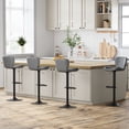 thumbnail image 4 of Walsunny Adjustable Bar Stools Set of 4 Leather Upholstered Swivel Counter Stools Counter Height Bar Stools with Large Base, Room Bar, Grey, 4 of 5