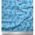 thumbnail image 1 of Soimoi Blue Viscose Chiffon Fabric Positive Quotes & Heart Text Print Sewing Fabric Yard 42 Inch Wide, 1 of 3