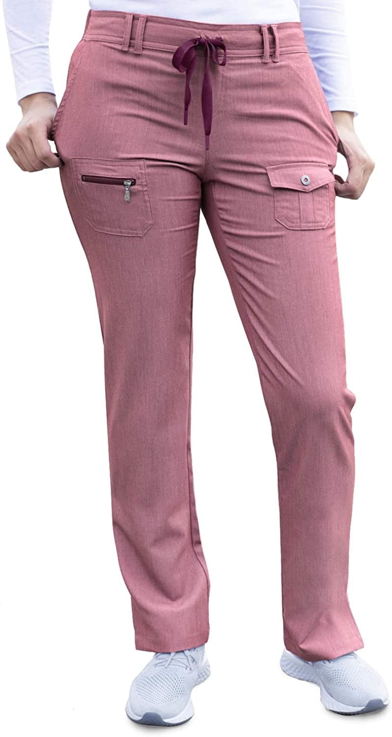 Adar Pro Heather Sarraus pour Femmes - Pantalon de Sarrau Fuselé Coupe Ajustée - P4100H - Heather Wine - TTP