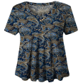 thumbnail image 1 of Woman Plus Size Short Sleeve Floral Blouses Henley T-Shirts V Neck Button Tunic Tops  M-4xl, 1 of 3