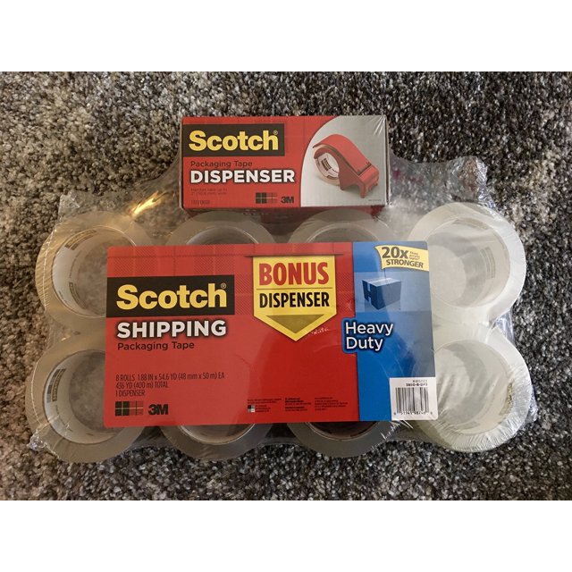 Scotch Ruban d'Emballage Robuste pour Expédition, 1,88 Pouces X 54,6 Yards, 8 Rouleaux avec Distributeur par Scotch