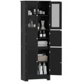 thumbnail image 1 of HOMCOM Armoire de Rangement de Salle de Bain avec Portes à Persiennes, Tablette Ajustable, Noir, 1 of 10