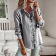thumbnail image 2 of Pisexur Women's Chiffon Ruffle Blouse Solid Color Long Sleeve Button Down Elegant Collar Neck Shirts Tops, 2 of 8
