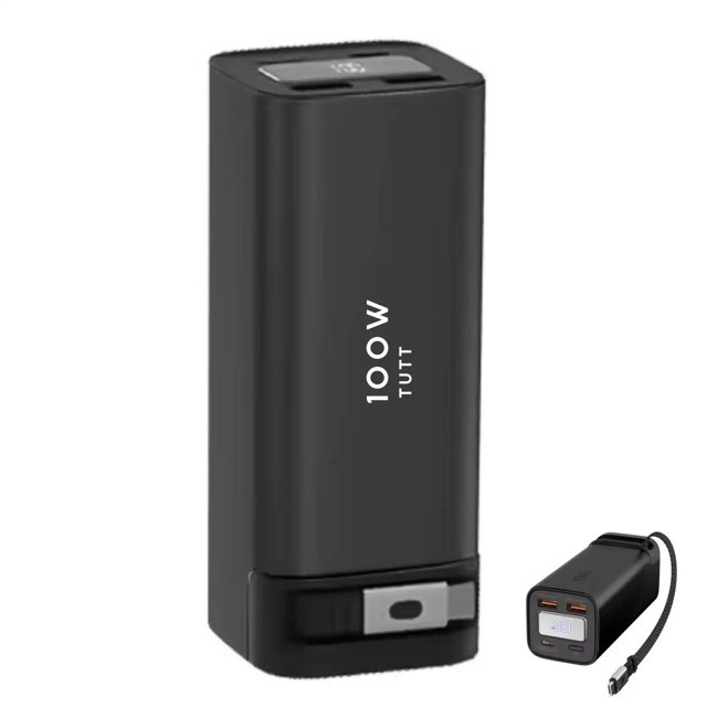 TUTT Monitor, Laptop Power Bank 100W 20,000mAh Retractable Cable LCD Display L1