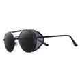 thumbnail image 2 of Lunettes de Soleil Rétro Rondes Steampunk Protection UV400 Latérales Gothiques pour Lentille Monture Noire, 2 of 7