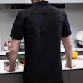 thumbnail image 2 of Chef Jacket Short Sleeve Cooking Clothes Simple Hotel Pub Waiter Workwear Chef Coat for Restaurant Black XXL, 2 of 9