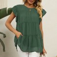 thumbnail image 4 of Timegard Womens Tops Chiffon Cap Sleeve Loose Blouse Lightweight Round Neck Summer Beach Vacation Tops, 4 of 5