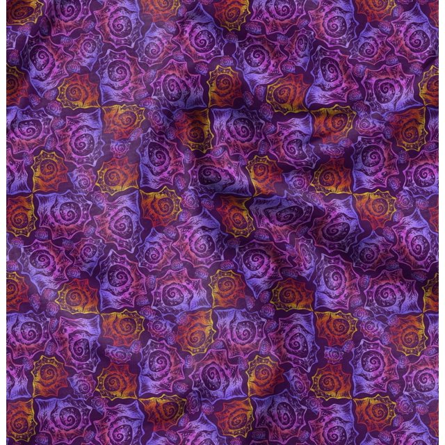 Soimoi Purple Cotton Poplin Fabric Shells Ocean Print Fabric by Yard 56 Inch Wide