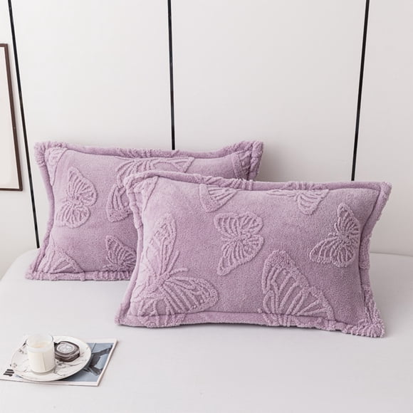 Double Sided Velvet Pillowcases Set of 2 Thickened Soft Milk Velvet Pillow Covers for Bedroom Decorative Sleep Pillow Cases Plush Warm Cushion Protectors for Home Bedding