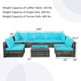 thumbnail image 4 of Costway 7PCS Patio Rattan Furniture Set Sectional Sofa Garden Turquoise Cushion, 4 of 10