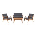thumbnail image 3 of Linon Cooper Ensemble de Conversation d'Extérieur en Bois de 4 Pcs avec Coussins Gris, Fini Noyer, 3 of 31