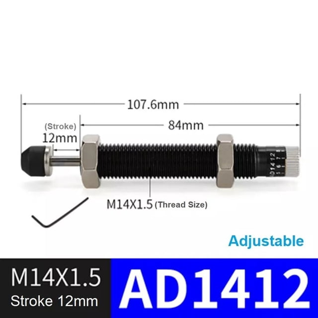 Bgsha Hydraulic Shock Absorber Hydraulic Buffer Damper Hydraulic Damper Oil Pressure Buffer Damper Cylinder Spring Adjustable AC0806/2020/1008 Accessories