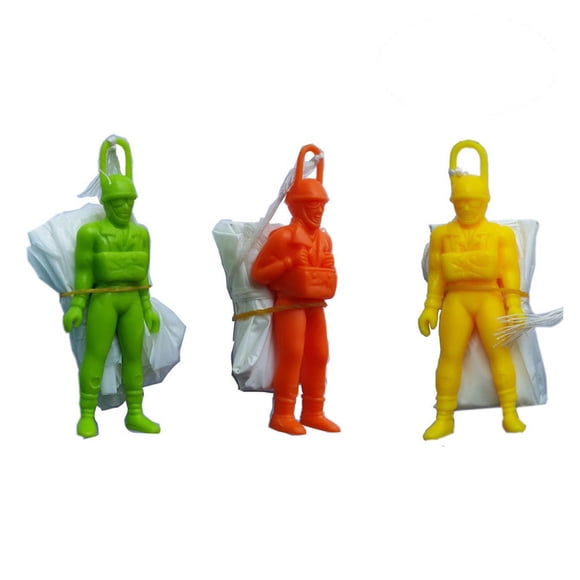 FRCOLOR kids throwing parachute 24pcs Mini Kids Parachute Hand Throwing Parachute Toy Play Outdoor Games Children Educational Parachute with Figure Soldier (Assorted Color and Style)