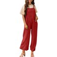 thumbnail image 1 of cfhntfmh Overalls for Women with Pockets Sleeveless Adjustable Strap Jumpsuit Loose Wide Leg Long Pants Rompers, 1 of 4