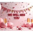 thumbnail image 4 of Pink Themed Glittery Triangle Banner with We Will Miss You Lettering, Party Background Backdrop Decorations, Farewell Party Retirement Party Leaving Party Decor Photo Booth Props, 4 of 4