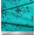 thumbnail image 2 of Soimoi Green Rayon Fabric Direction Compass Nautical Print Sewing Fabric Yard 56 Inch Wide, 2 of 5