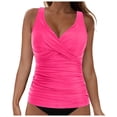 thumbnail image 1 of NIEWTR V-Neck Tankini Tops For Women Backless Adjusting Strap Bathing Suits Tummy Control Push Up Swimsuit Top(Hot Pink,S), 1 of 9
