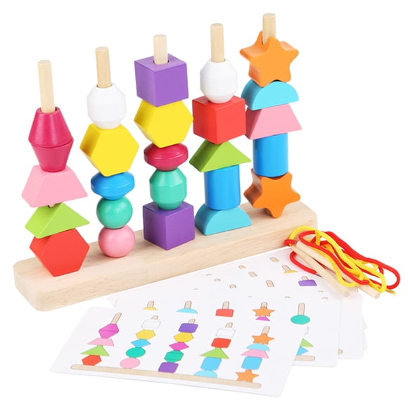 IROINID Education Toys,Learning Toys,Christmas Toys for Kids,Toys for Girls Boys,Wooden Lacing Beads Toy Set with Storage Box- Educational Preschool Learning Toy for 2 3 4 Year Old Toddlers