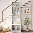 thumbnail image 4 of Costway 3-in-1 Hall Tree wirh Bench Storage Adjustable Shelves Hanging Hooks for Entryway White, 4 of 10
