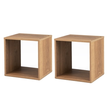 Costway 2 PCS Wood Stackable Storage Cube 2-tier Narrow Bookshelf Vinyl Record Organizer