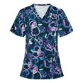 thumbnail image 2 of RKSTN Haut d'Uniforme à Manches Courtes Imprimé Lapin Mignon pour Femme, Col en V, Été, Grande Taille, 2 of 3