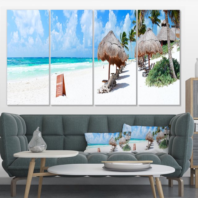 Caribbean Coast in Tulum Mexico - Modern Seascape Canvas Artwork