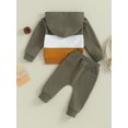 thumbnail image 4 of Faithtur Toddler Boy Autumn Clothes Contrast Color Patchwork Long Sleeve Hoodies Solid Color Pants 2Pcs Outfit, 4 of 9