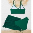 thumbnail image 3 of MIASHUI Maillots de Bain Filles Ensemble Tankini 3 Pcs Bikini avec Paréos Jupe de Plage, Vert Foncé, 9-10 Ans, 3 of 6