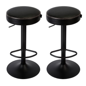 Bar Stools Set of 2, Adjustable Faux Leather Upholstered Swivel Bar Stools, Modern Counter Height Bar Chairs for Kitchen Island, Dining, Living, Black