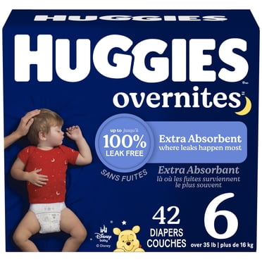 Huggies Overnites Nighttime Baby Diapers, Size 6 (35+ lbs), 42 Count