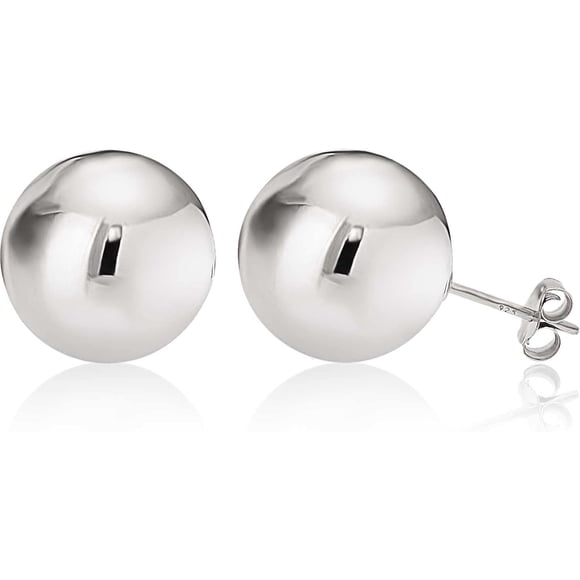 GHSDFBB KEZEF Boucles d'Oreilles Clous Boule en Argent Sterling Hautement Poli 2 mm à 16 mm