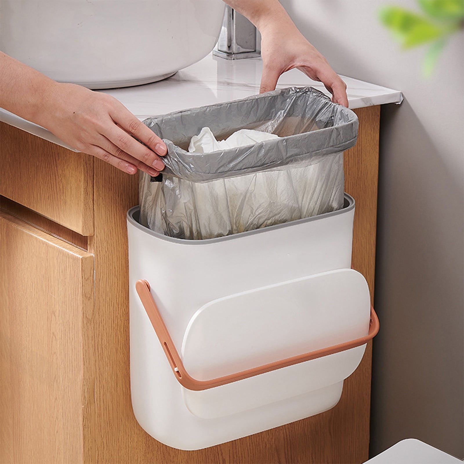TopLLC Trash Can, Garbage Can Foldable And Hanging Plastic Garbage Bin Kitchen Garbage Bin Wall Mounted Small Garbage Bin garbage can