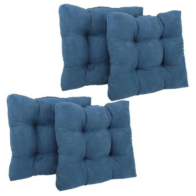 19-inch Squared Microsuede Tufted Dining Chair Cushion (Set of Four)