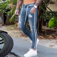 thumbnail image 2 of B91xZ Mens Jeans Slim Fit Stretch Jeans Ripped Skinny Jeans,Light blue XXL, 2 of 4