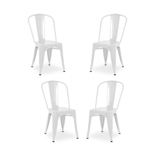Tolix Roch Chaise de Salle à Manger en Métal Canon, Ensemble de 4 Chaises Latérales en Métal avec Dossier Courbé et Siège Perforé, Doté d'Une Finition en Métal Canon Mat et de Pieds en Métal Robustes avec Capuchons de Protection, Conçue comme Chaise de Salle à Manger Industrielle en Métal Adaptée aux Sièges de Cuisine et de Salle à Manger, Aussi Souvent Utilisée comme Siège Polyvalent dans les Cafés Ou les Espaces de Travail.