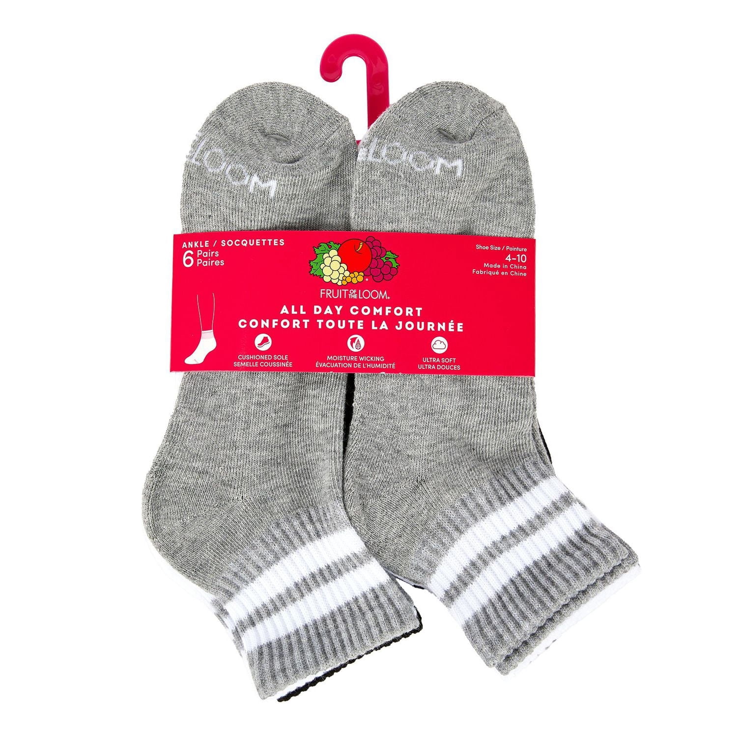 Fruit of the Loom All Day Comfort Ankle Socks (6-pack)