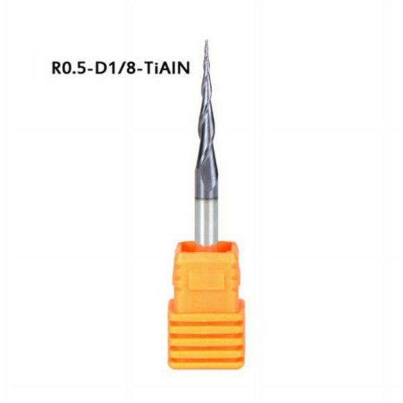 R0.25Mm-1Mm Tapered Ball Nose End Mill 1/8 Shank Cnc Router Woodwork Carving 0.5Mm