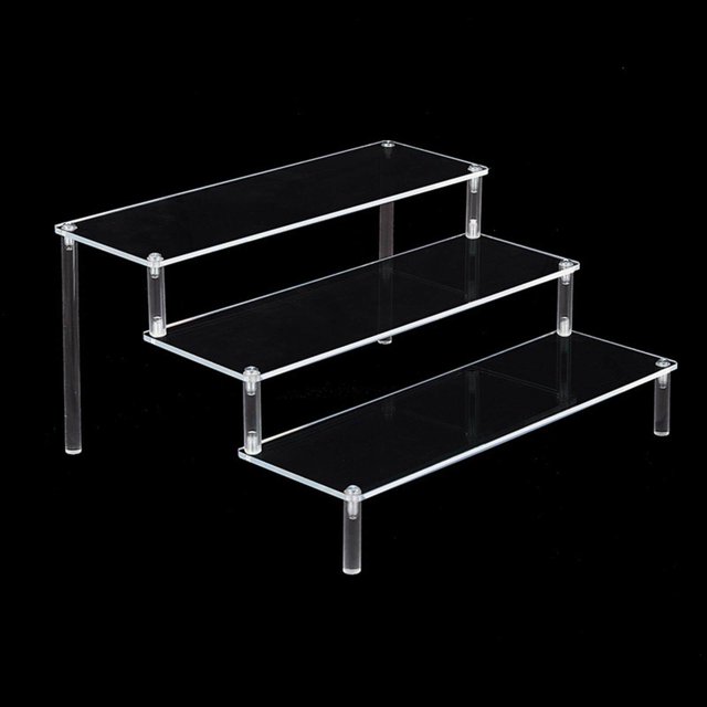Langgg Clear Acrylic Display Riser Stand Perfume Cosmetics Holder for Decoration 39.5x27.5x15cm