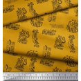thumbnail image 2 of Soimoi Gold Silk Fabric Explore The World Text Print Sewing Fabric Yard 42 Inch Wide, 2 of 5
