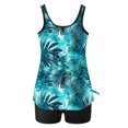 thumbnail image 3 of UPPADA Maillots de Bain 2 Pcs à Couverture Complète pour Femmes, Floral, Athlétique, Col Ras du Cou, Maillots de Bain Taille Haute, Contrôle du Ventre, Maillot de Bain Modeste, Haut de Tankini Confortable avec Short, Bleu Ciel, m, 3 of 5